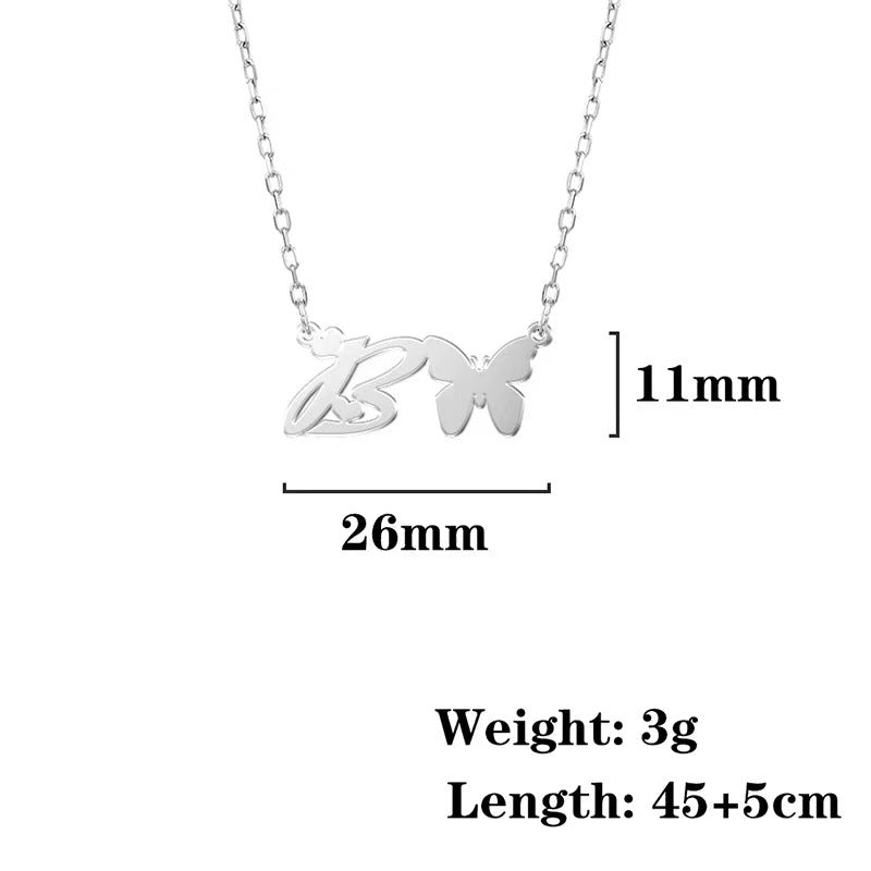 Wholesale stainless steel non-fading butterfly letter clavicle chain