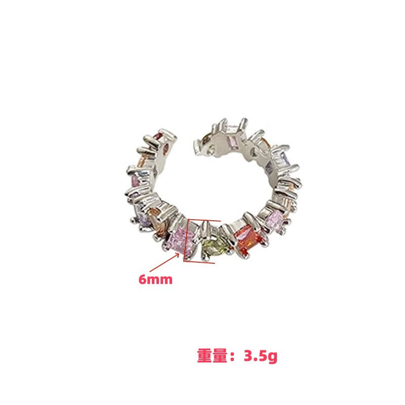 Wholesale Dreamy Rainbow Zircon Inlaid Light Luxury Open Ring