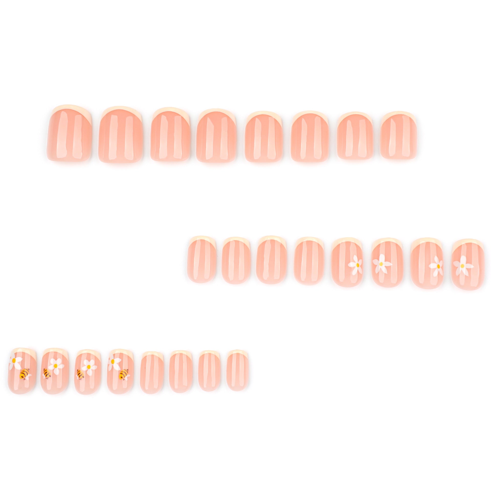 Wholesale 24 Pieces/box Bee Flower Bow Nails Kits Nail Stickers