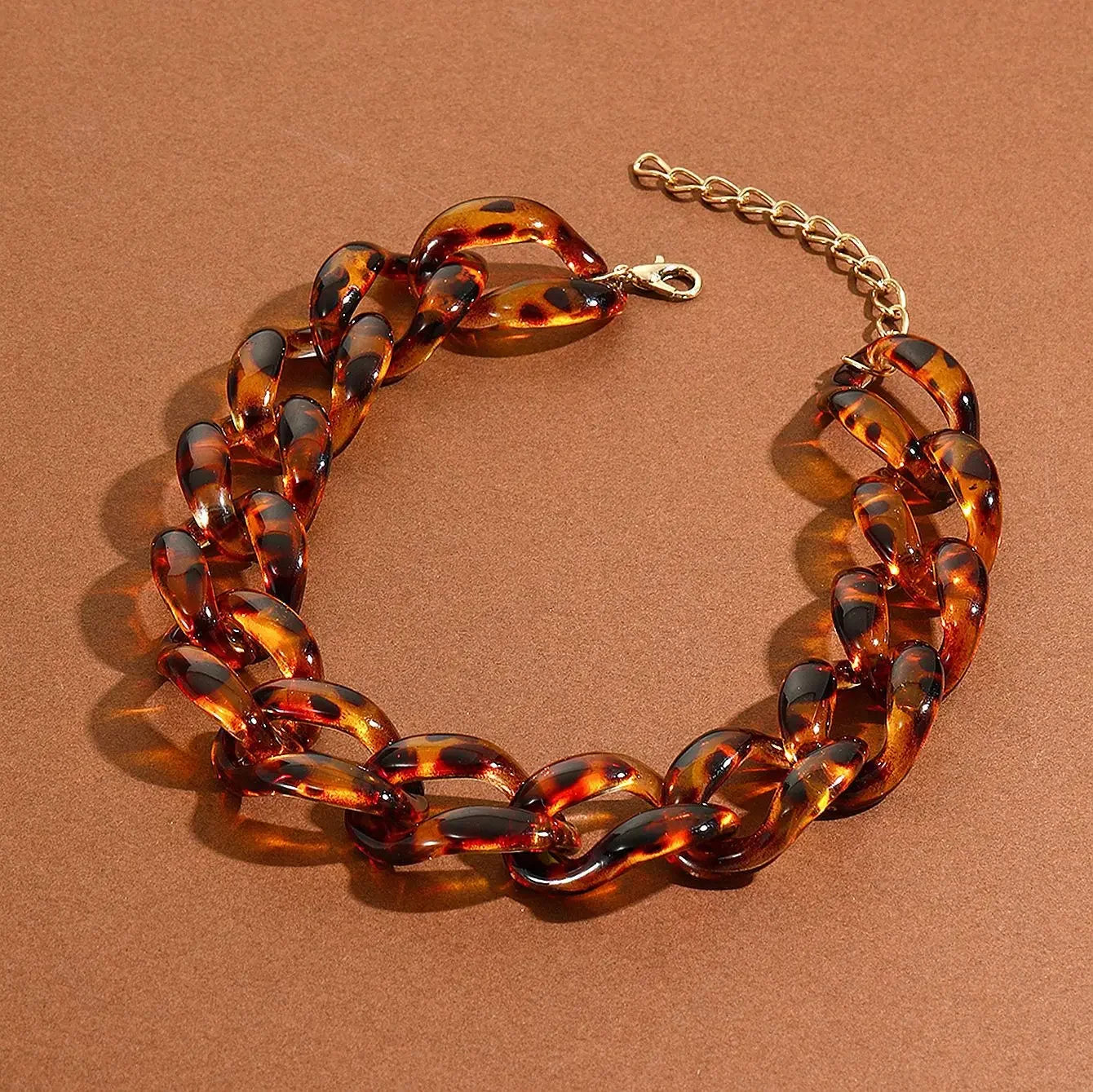 Wholesale  Leopard Slip Necklace Unique Punk Acrylic Chain Necklaces