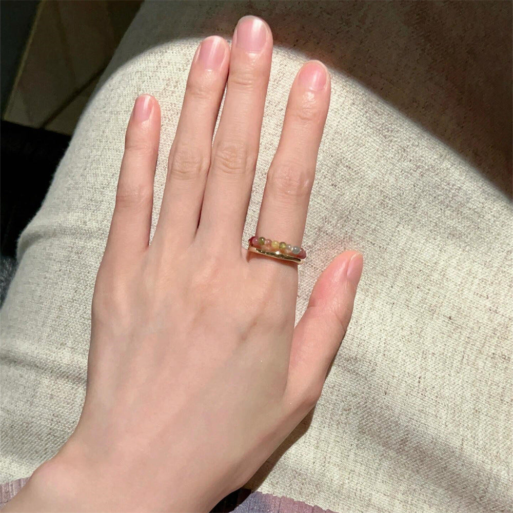 Wholesale Enamel Drip Butterfly Ring Mother-of-pearl Diamond Open Ring ACC-RS-Yues001