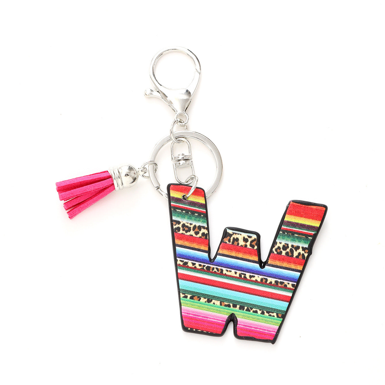 Wholesale Western Style Aztec Leopard Leather Letter Tassel Keychain ACC-KC-YTian009