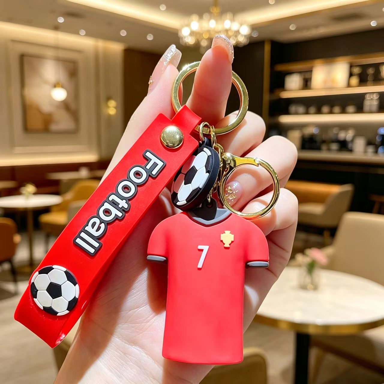 Wholesale # 10 Football Jersey Keychain - Pink PVC Decorative Car Key Accessory for Party Gifts or Resale