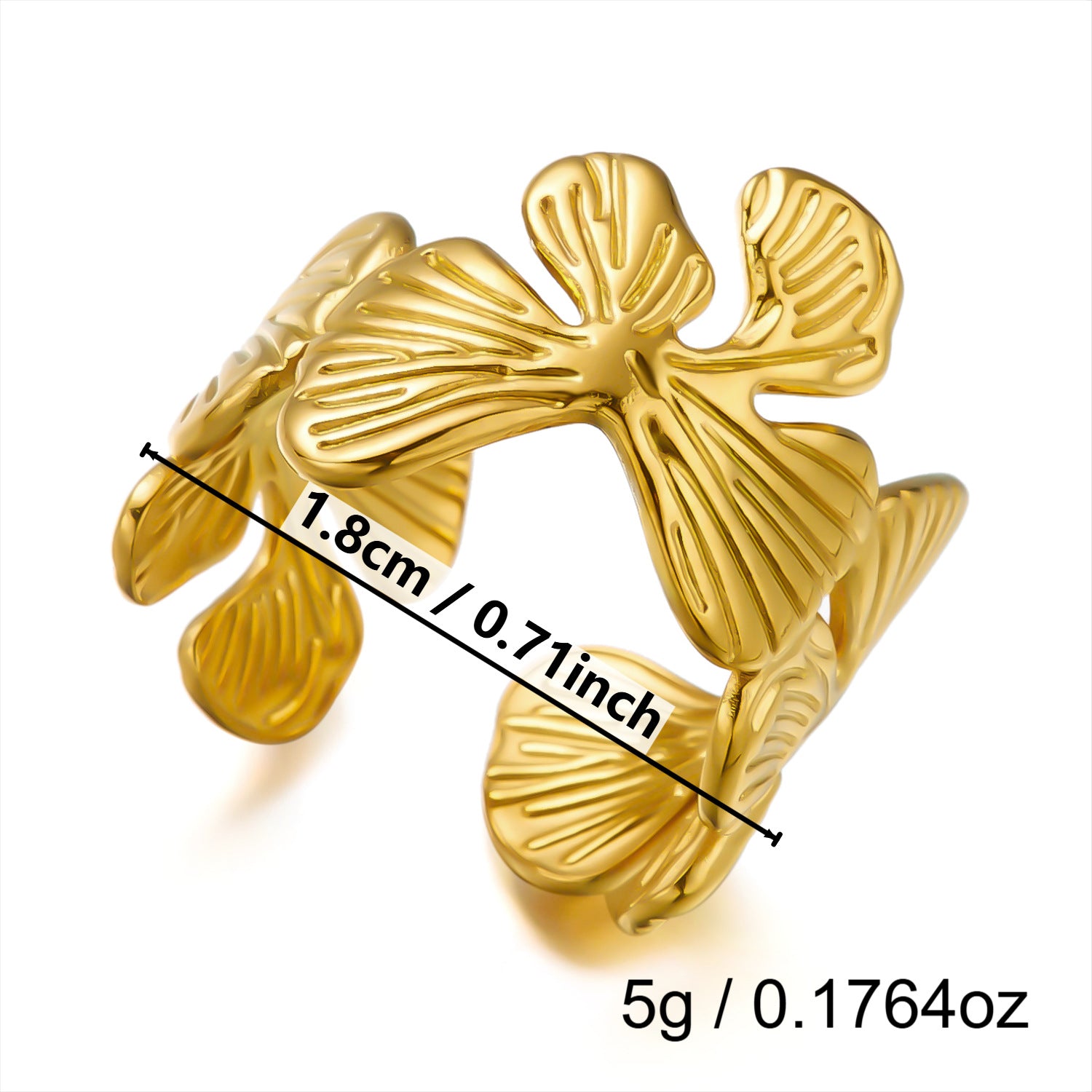 Wholesale Bohemian Sun Ginkgo Leaf Stacking Ring Set Stainless Steel Gold Plated Fashion Jewelry Accessory Gift