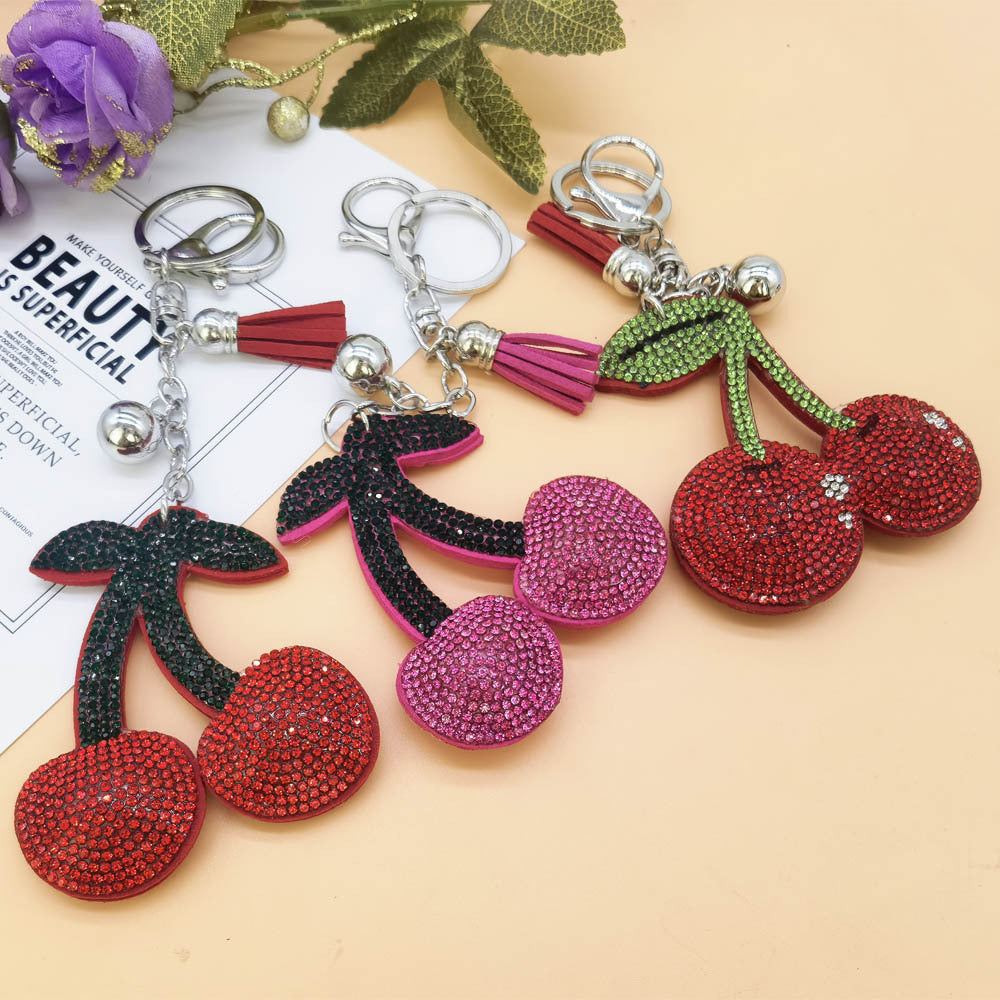 Wholesale  Diamond-encrusted Cherry Keychain