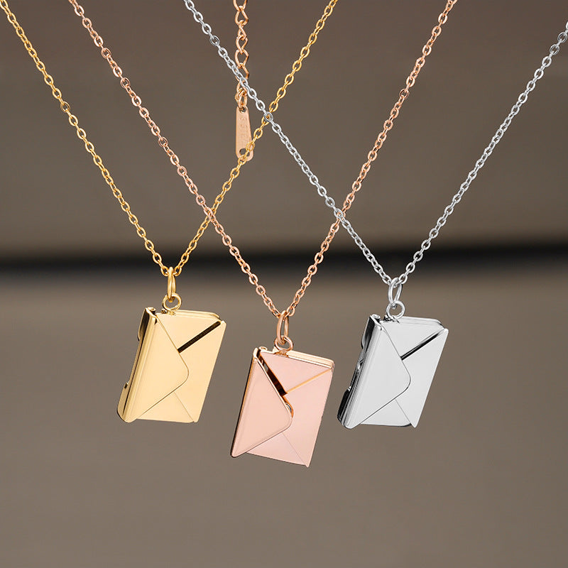 Wholesale Flip Envelope Pendant Stainless Steel Necklace Couple Necklace ACC-NE-JinYuan001
