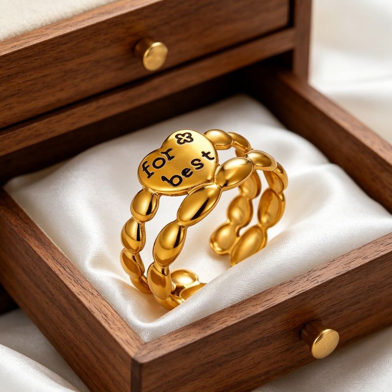 Wholesale Oil Drop Heart Crown Ring Stainless Steel Fashion Accessory Gift