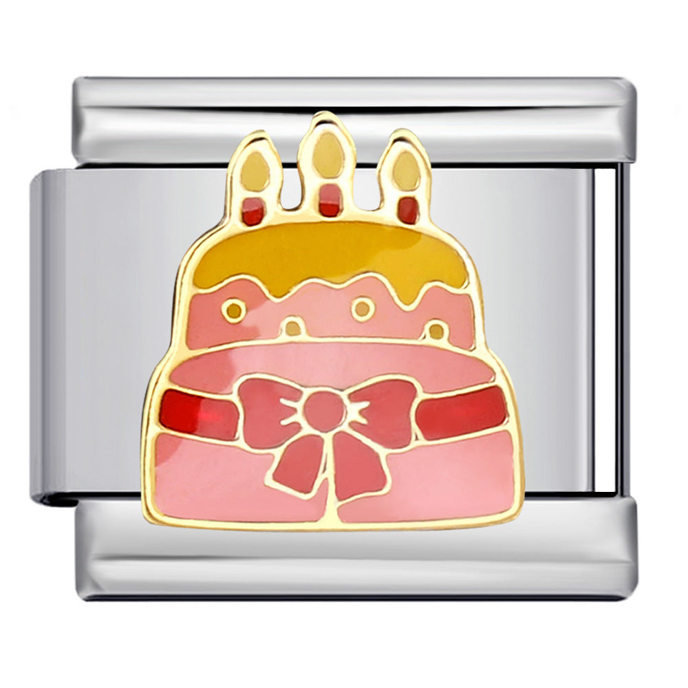 Wholesale Italian Charm Bracelet DIY Splicing Pink Stainless Steel Composable Bracelet