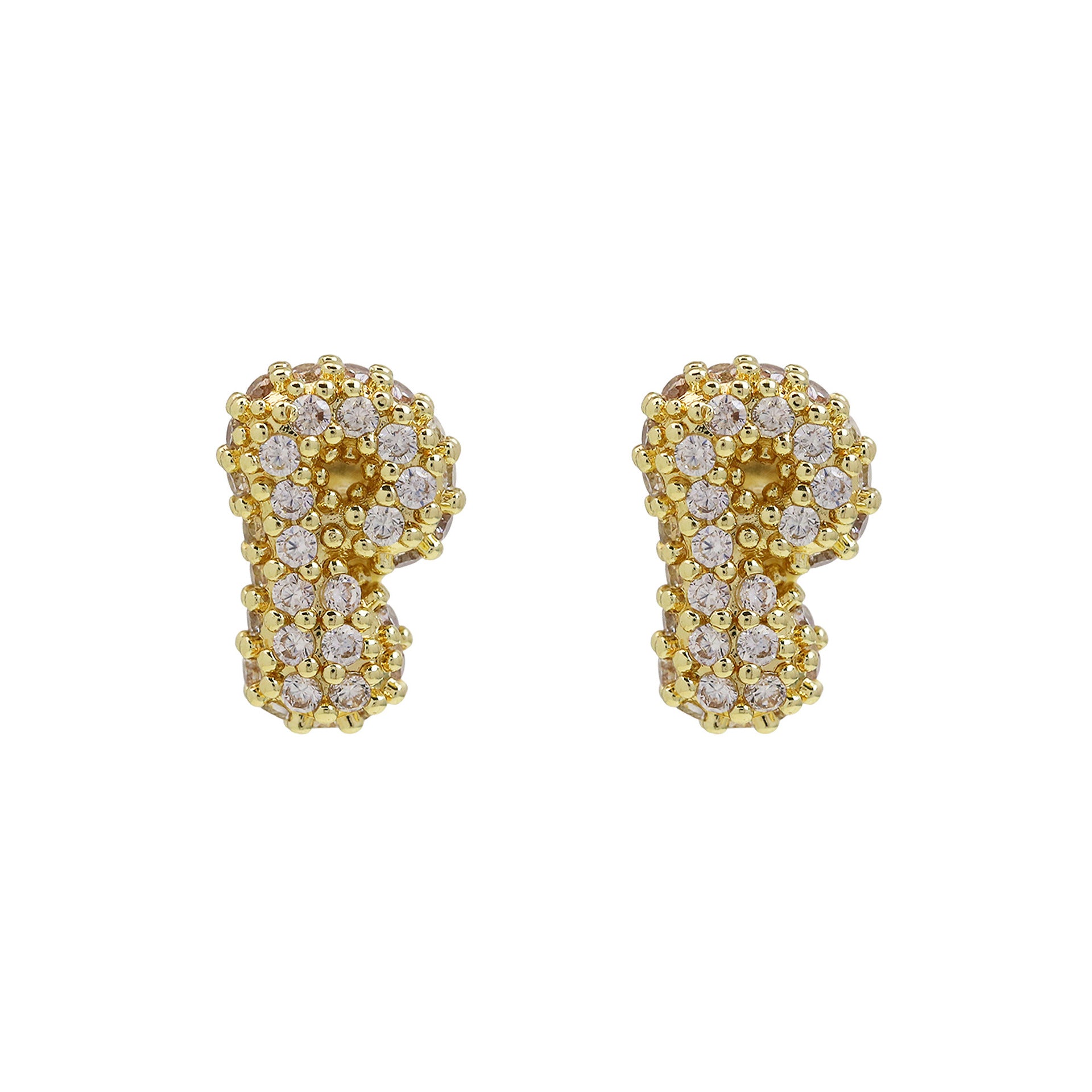 Wholesale 18k Brass Balloon Bubble Zircon small size 26 English Cute Letter Earrings