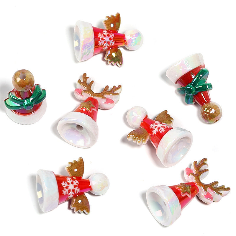 Wholesale 50pcs/pack creative christmas hat Acrylic Beads DIY Bead Accessories