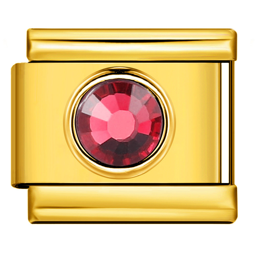 Bracelet de charme italien en gros 9 mm DIY Splicing Colorful Heart Circle Diamond en acier inoxydable Bracelet composable