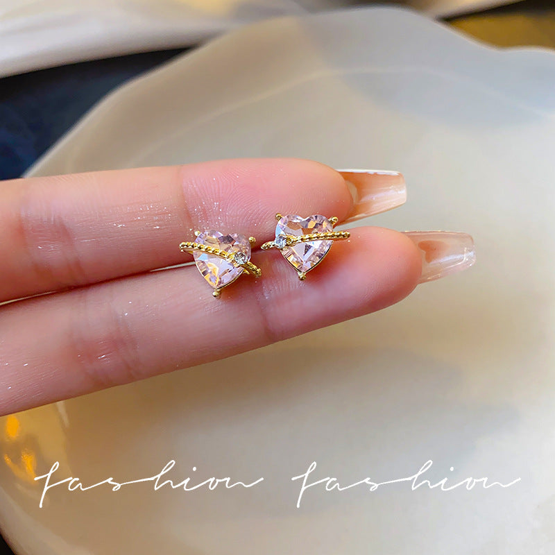 Wholesale alloy pink zircon earrings