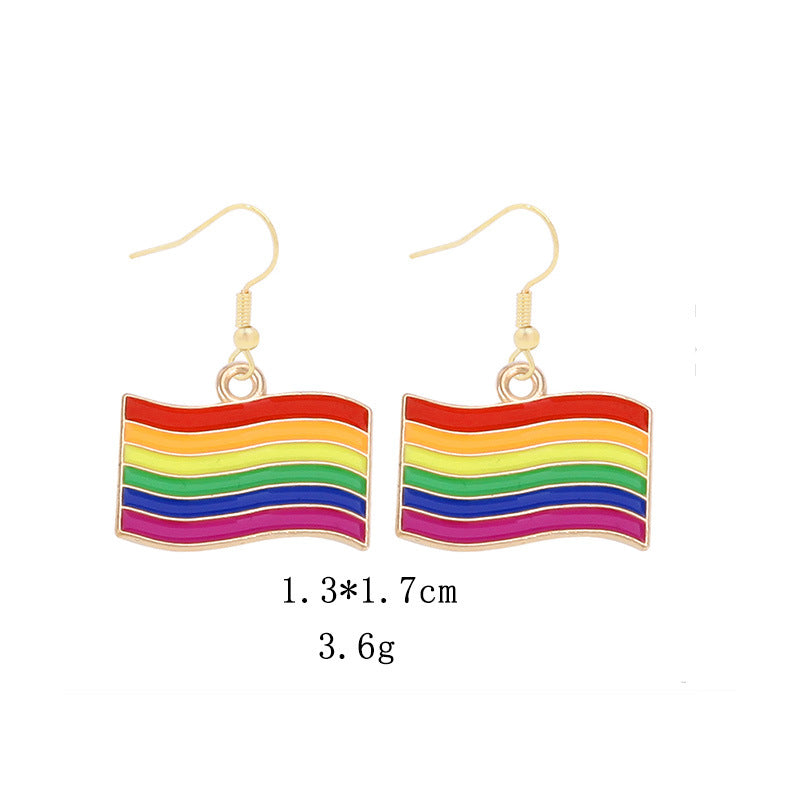 Wholesale LGBT Pride Month Rainbow Alloy Earrings ACC-ES-BinLi002