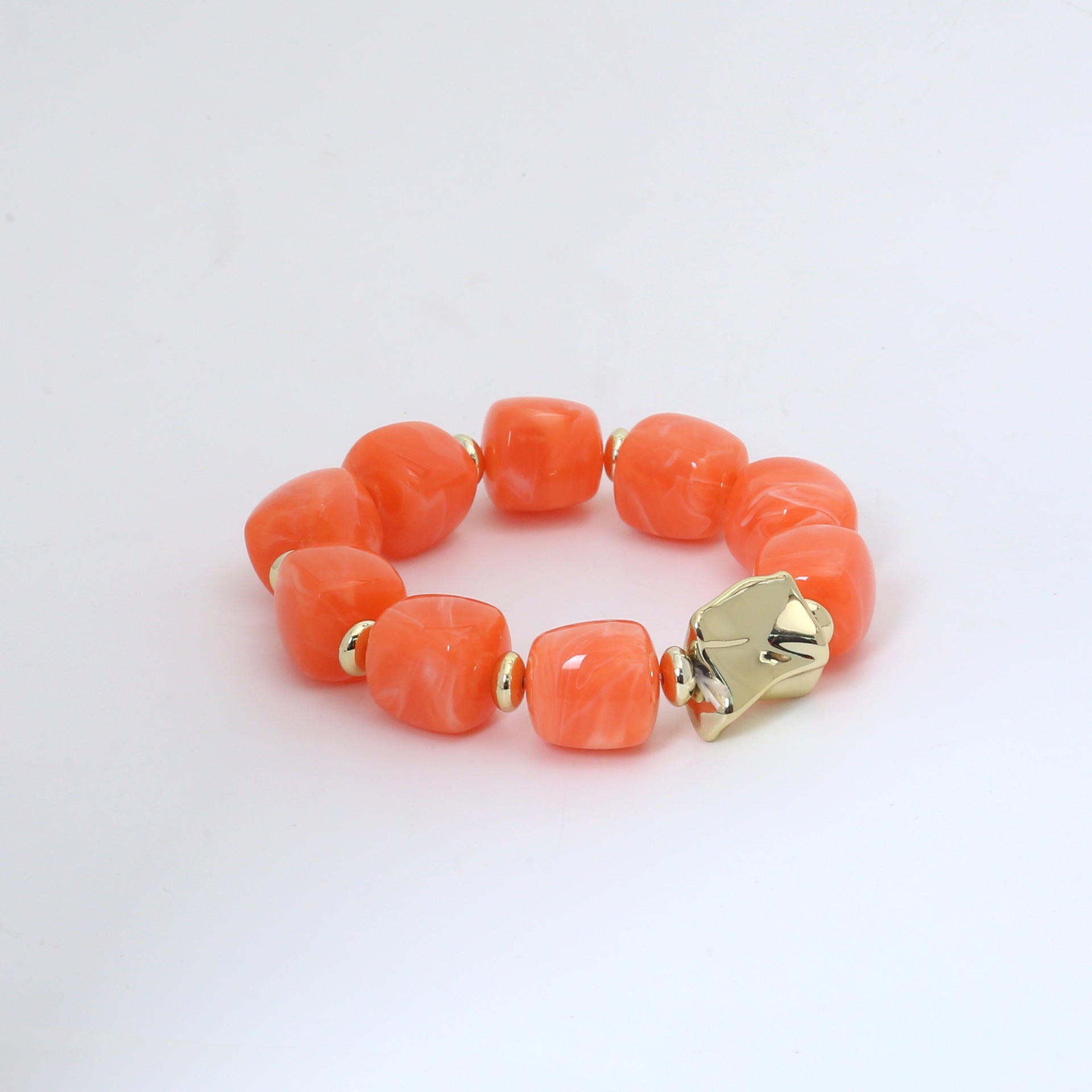 Wholesale Modern Chinese Style Acrylic Beaded Bracelet Colorful Square Candy Beads Women S Fashion Jewelry Gift Everyday