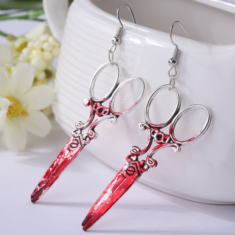 Wholesale 2 Pairs/Pack Halloween Scissors Axe Alloy Earrings ACC-ES-HY167