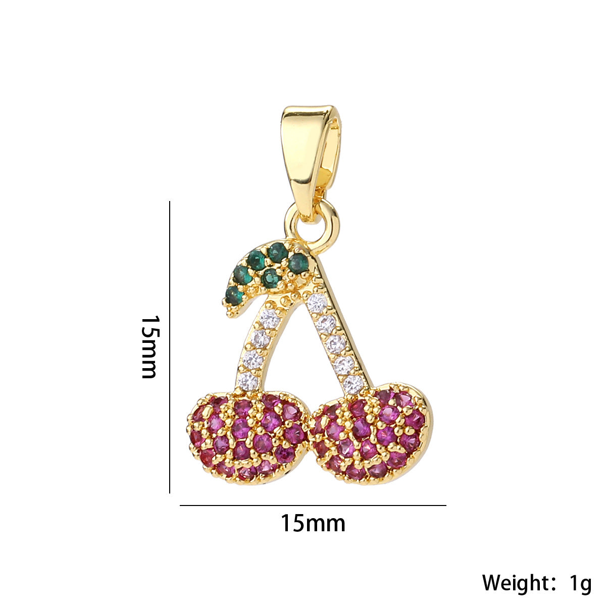 Wholesale 14K Gold Plated Brass Cherry Pendant Necklace Micro Set Zircon Fruit Choker Stylish Fashion Accessory For Women Gift