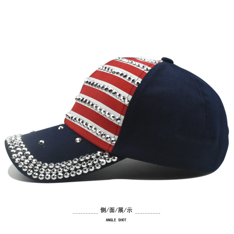 Wholesale  American flag stick  fashion Diamond cap