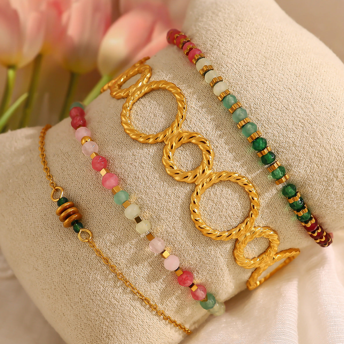 Wholesale Titanium Steel Thread Ring Splicing Open Bracelet