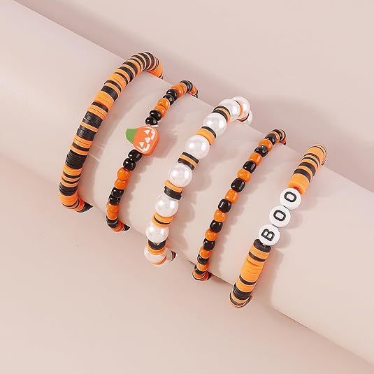 Wholesale Halloween Soft Ceramic Rice Beads 4mm Pumpkin Resin Bracelet ACC-BT-Xiny022
