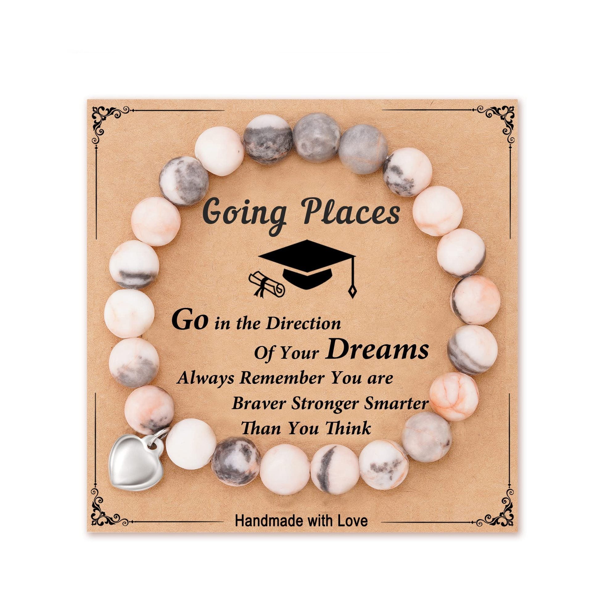 Wholesale 8mm Natural Pink Zebra Stone Beaded Bracelet Graduation Season Gift Friendship Elephant Bracelet Miyuki ACC-BT-ZhongH020