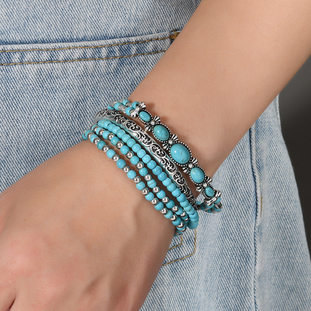 Wholesale Bohemian Turquoise Stackable Bracelet Set - Fashion Accessory for Everyday Wear
