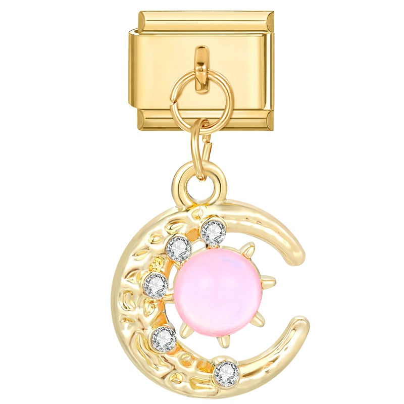 Wholesale  Italian Charm Bracelet 9mm DIY Splicing Removable Moon Heart Pendant Titanium Steel Composable Bracelet