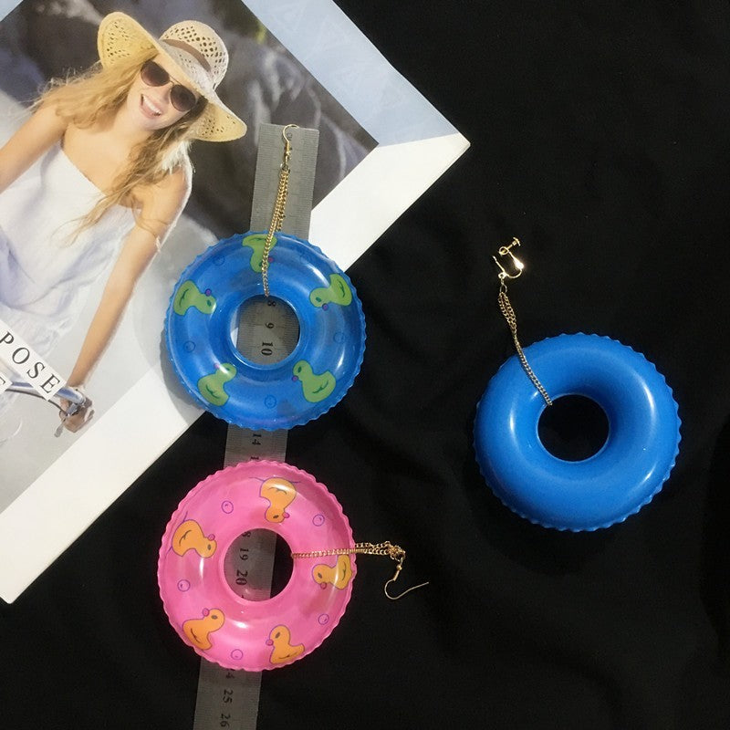 Wholesale Punk Style Cute Little Yellow Duck Swimming Ring Earrings ACC-ES-CT039