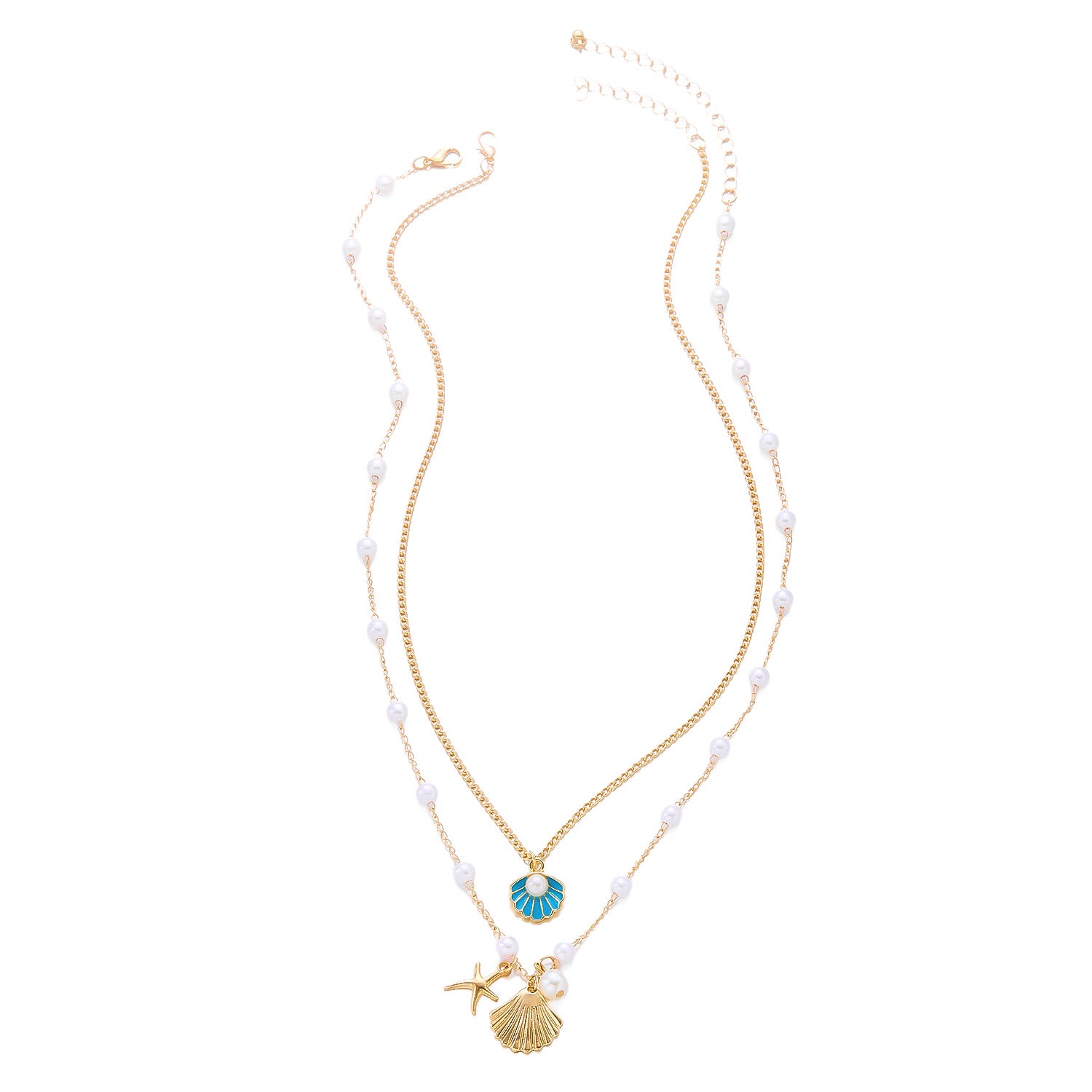 Großhandel Sommer Reisperlen Halskette modische All-Match-Doppelschichtkette