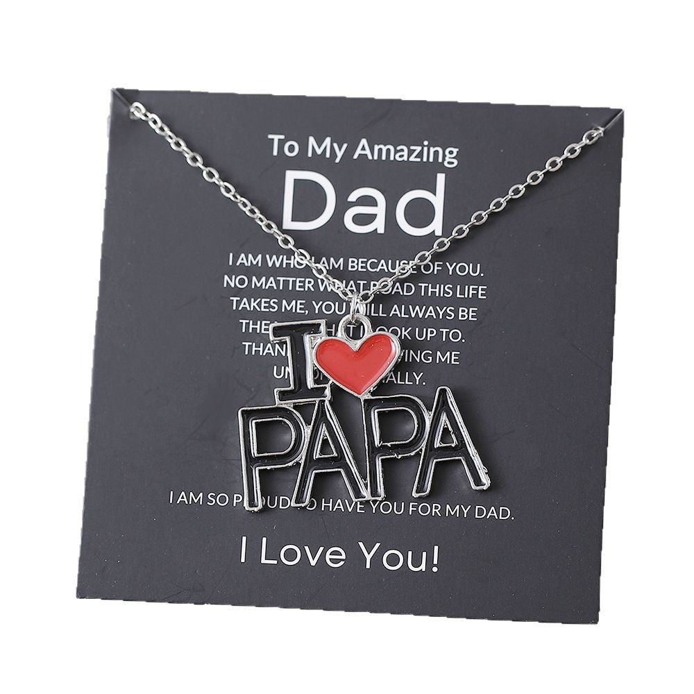 Wholesale mother's day father's day I love mom and dad pendant necklace
