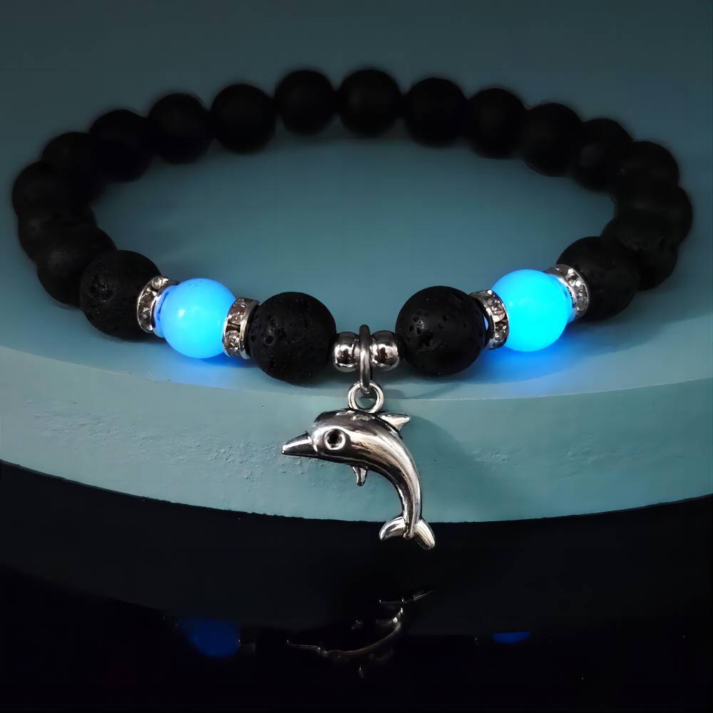Wholesale  Agate Luminous Jewelry Lava Volcanic Stone  Bracelet