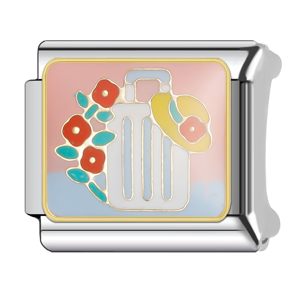 Wholesale Italian Charm Bracelet 9mm DIY Splicing Princess Couple Series Stainless Steel Composable Bracelet