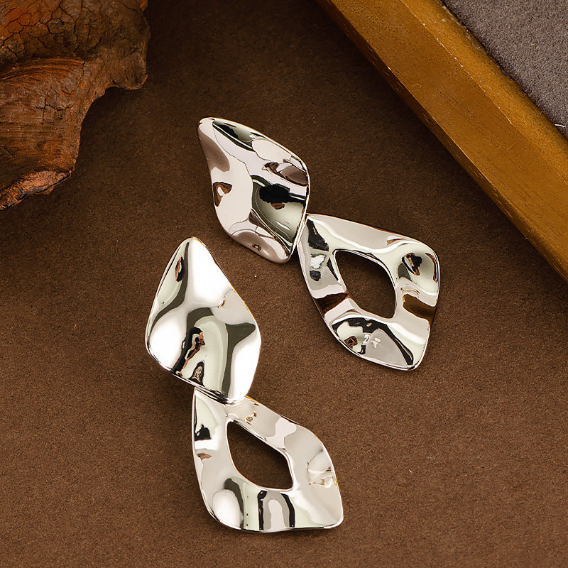 Wholesale  exaggerated  irregular geometric bright face earrings