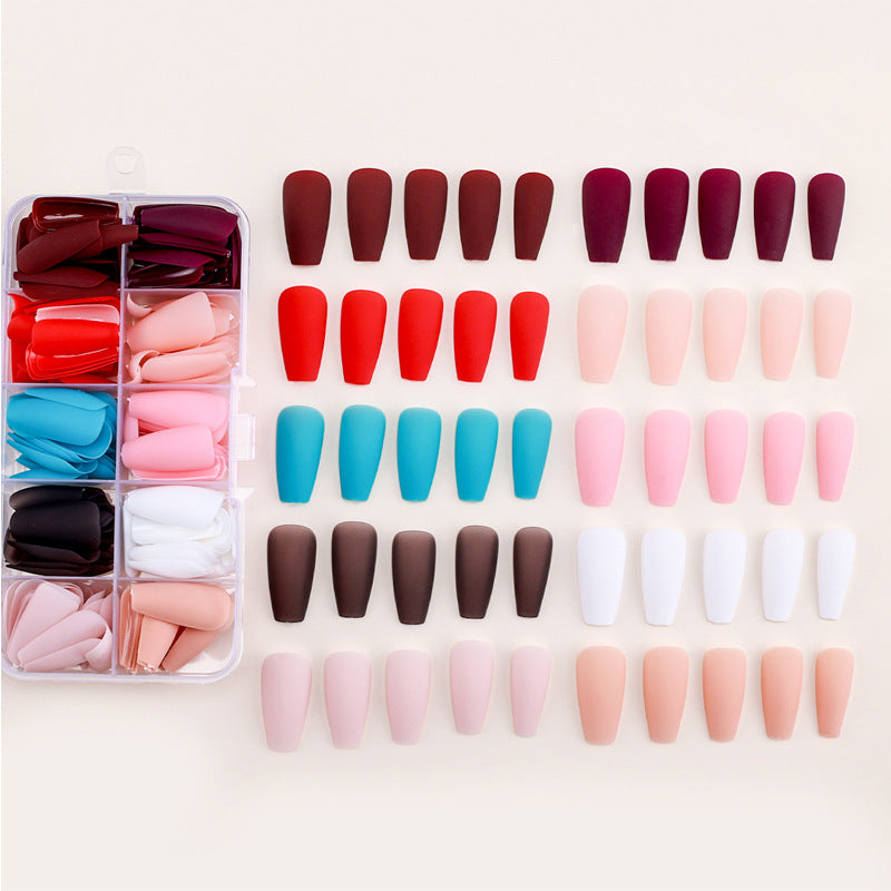 Wholesale of 240 Plastic Nail Enhancement Press on Nails Kits Solid Color Medium Set Matte Nail Plate ACC-NS-MeiSu001