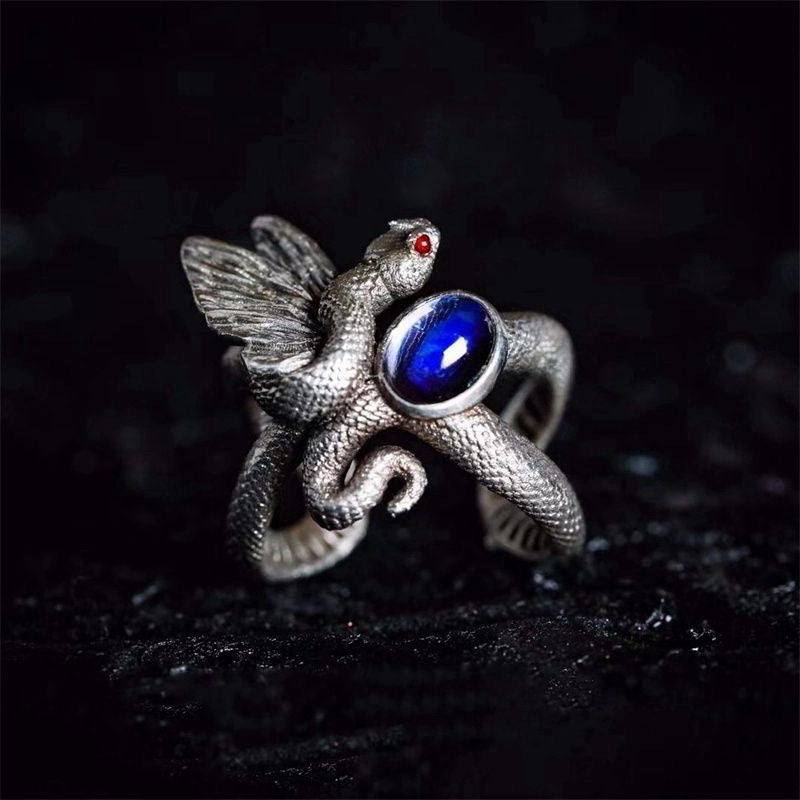 Wholesale  Yuji Vintage Old Snake and Butterfly Opening Ring Punk Ring
