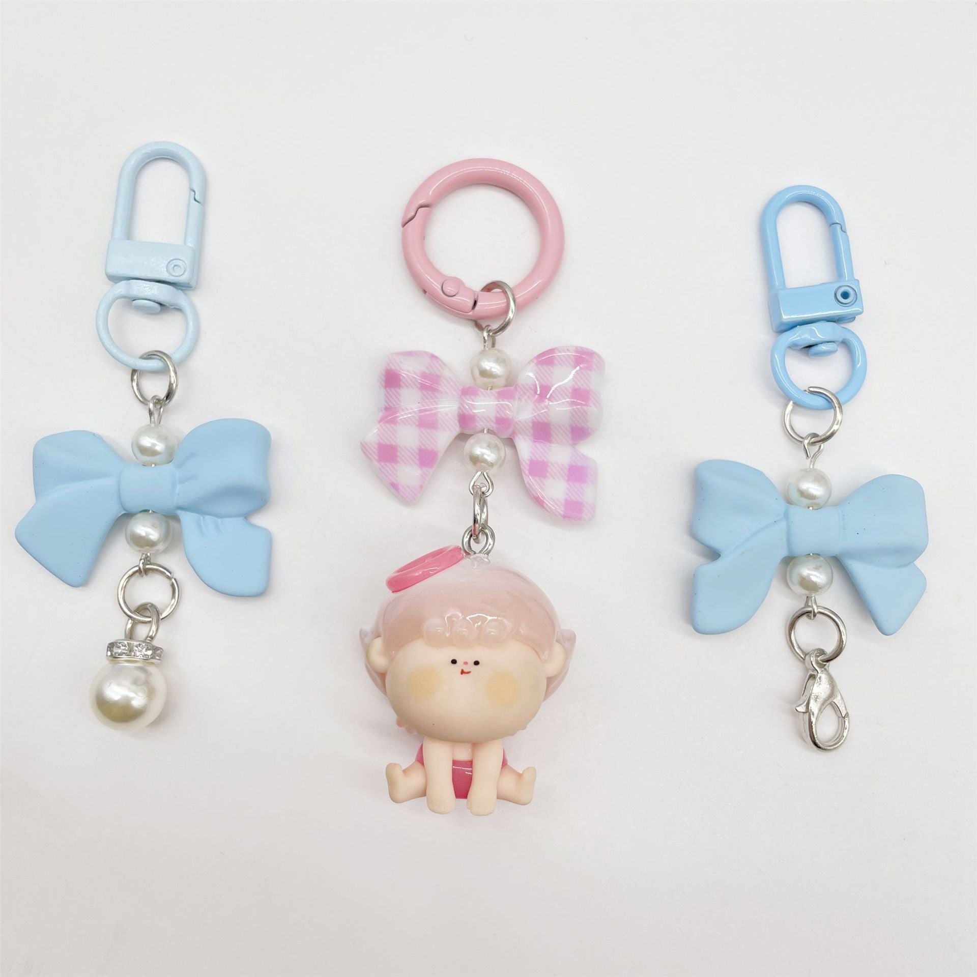 Wholesale Candy Colored Bowknot Texture Keychain Bag Charm Phone Accessory Gift