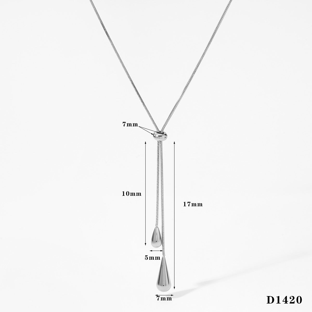 Wholesale  Stainless steel long water drop pendant necklace earrings suit