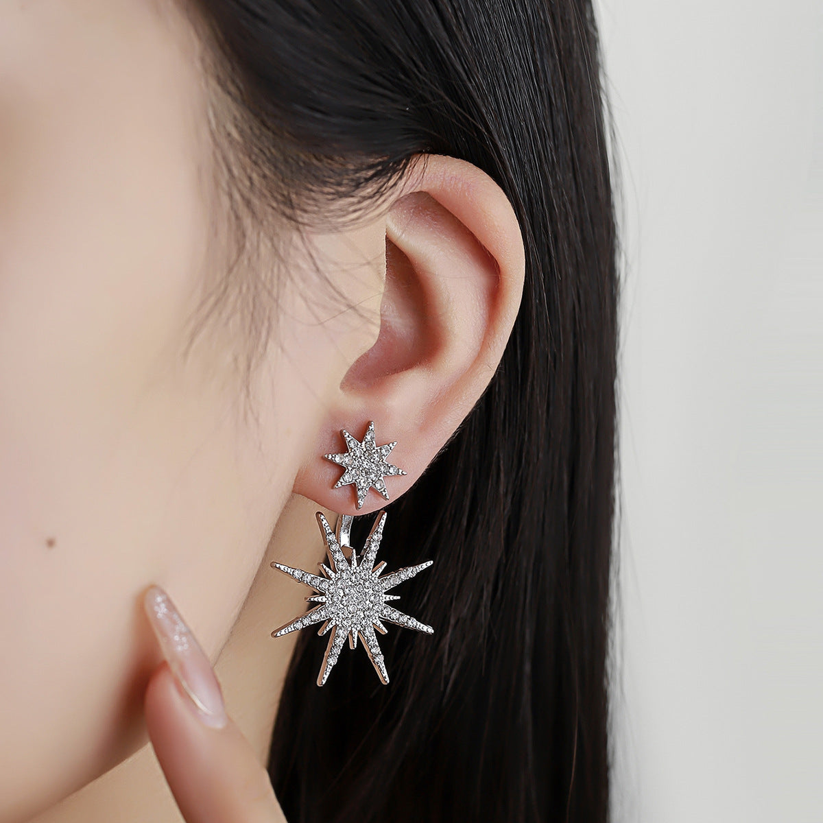Wholesale Zinc Alloy Snowflake Six-Pointed Star Earrings Stylish Jewelry Accessory for Everyday Wear