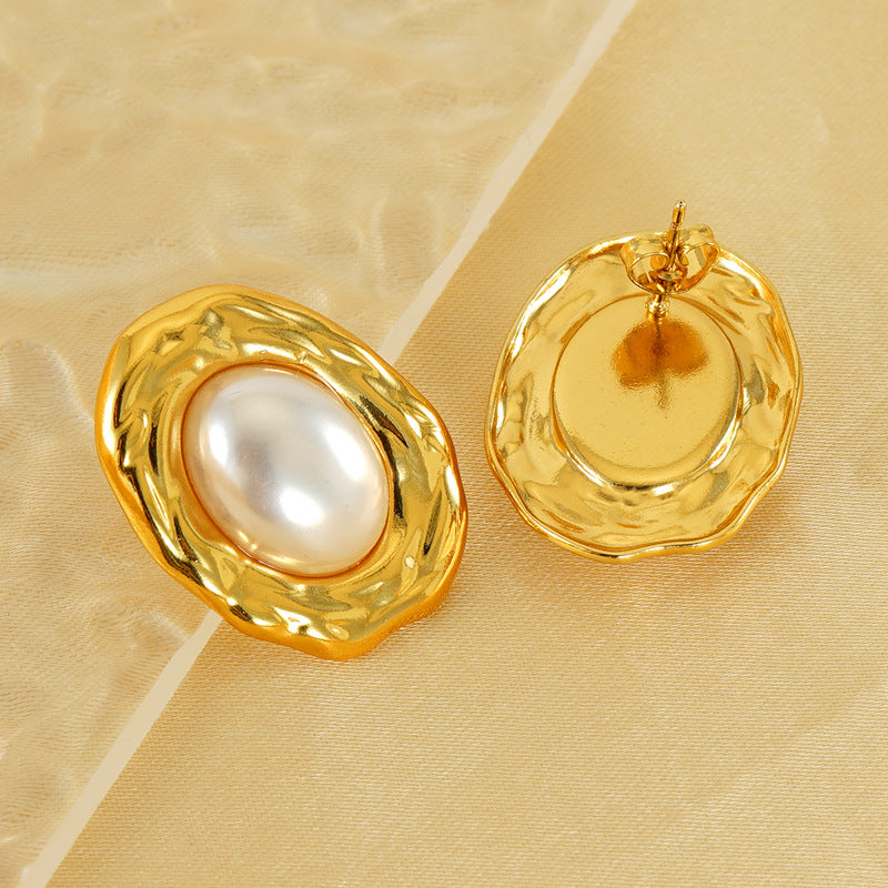 Wholesale Stainless steel  light luxury love oval earrings