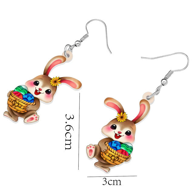 Wholesale 20pcs Easter Acrylic Cartoon Bunny Earrings