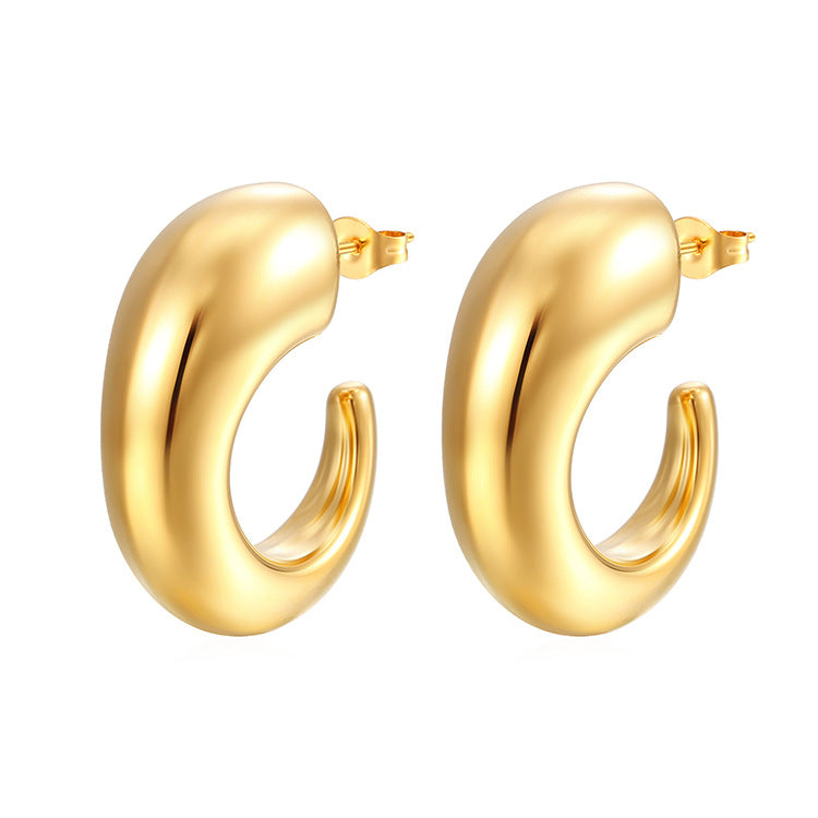 Wholesale Irregular C-shaped Geometric 18k Gold Plated Stainless Steel Earrings ACC-ES-MuShan027