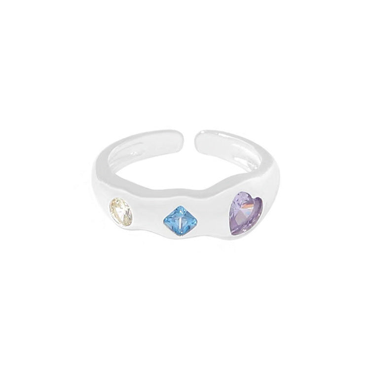 Wholesale Fashion Heart Shaped Zircon Ring For Women Irregular Alloy Vintage Style Jewelry Accessory Cute Gift Idea