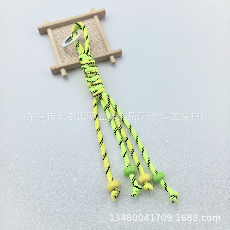 Wholesale Trendy Hand Knitted Contrast Color Keychain Lanyard Polyester Car Key Accessory