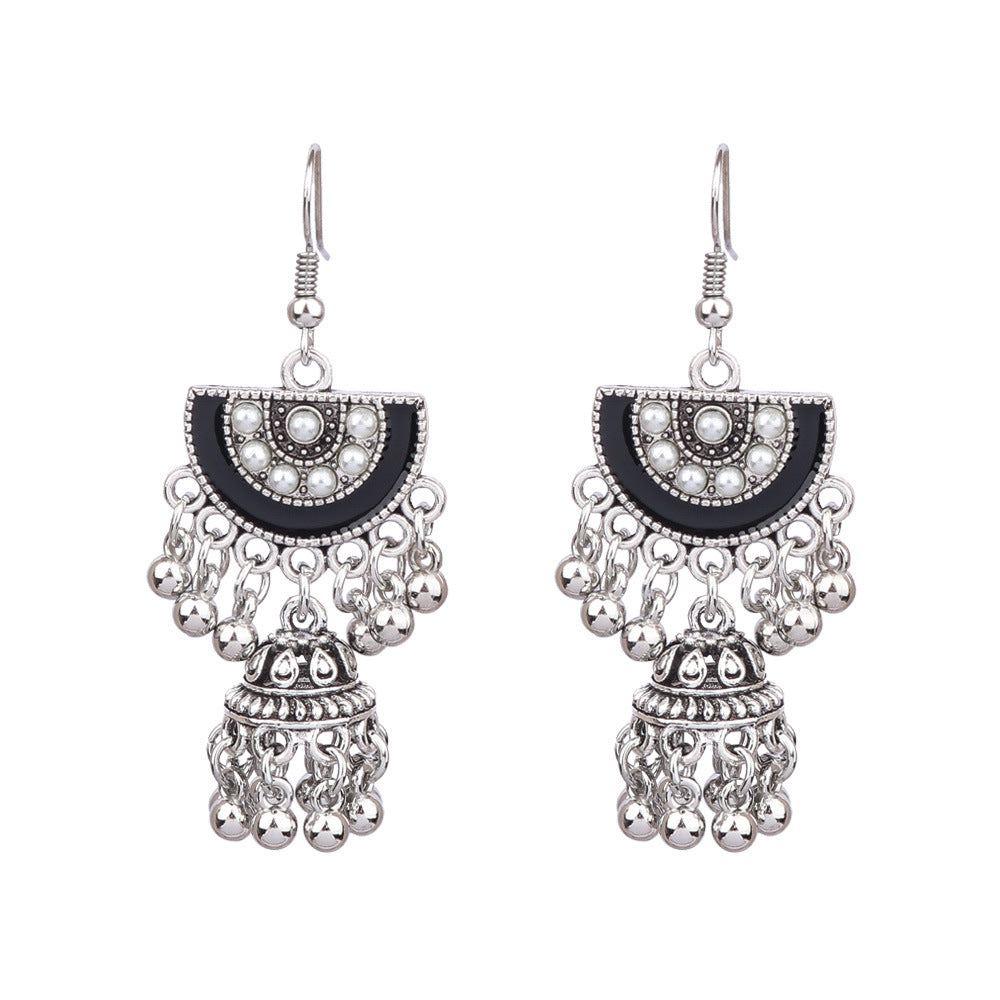 Wholesale Tribal Long Bell Tassel Earrings Alloy Jewelry Accessory for Resale