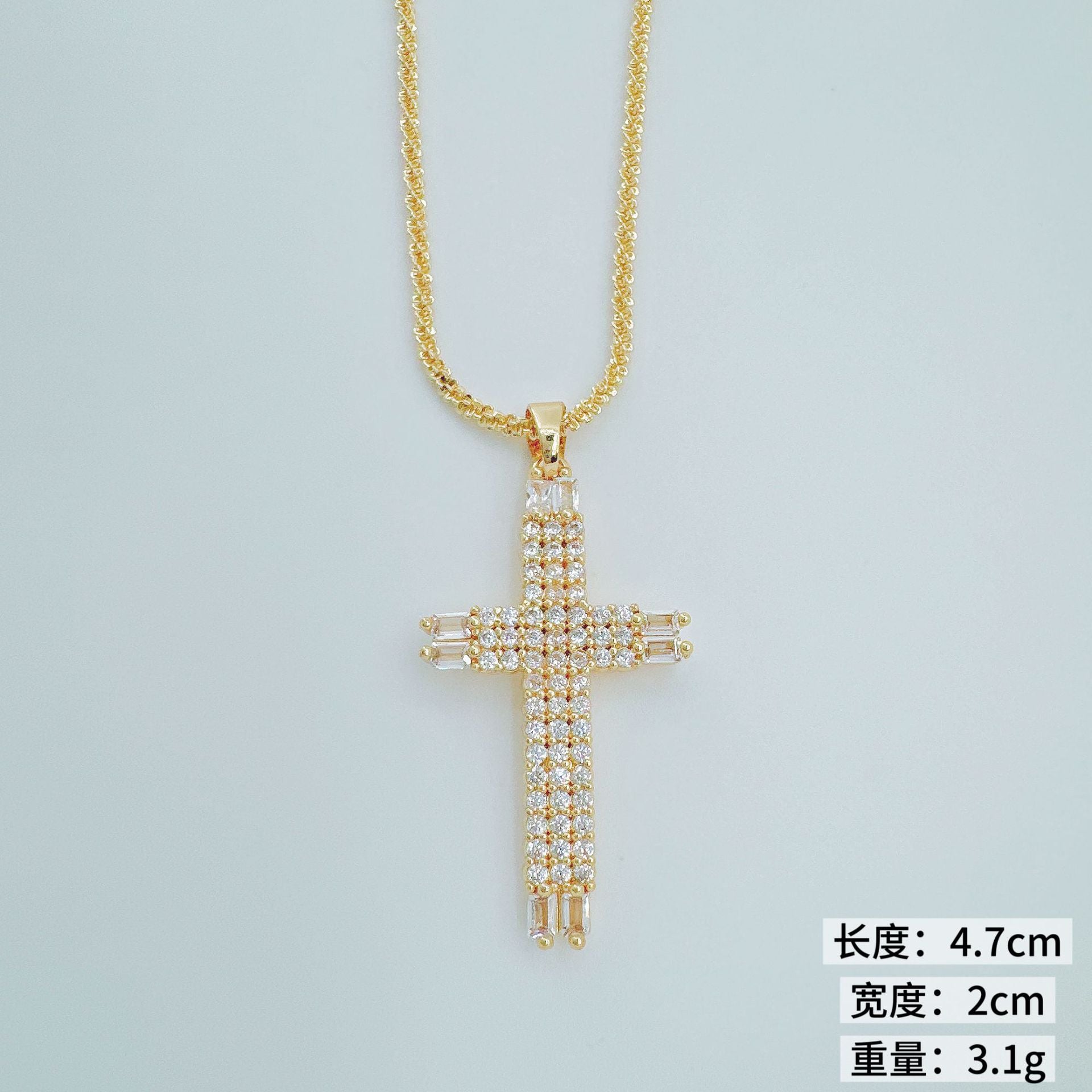 Wholesale Micro-set Gold Plated Cross Pendant Necklace Trendy Jewelry Accessory for Women
