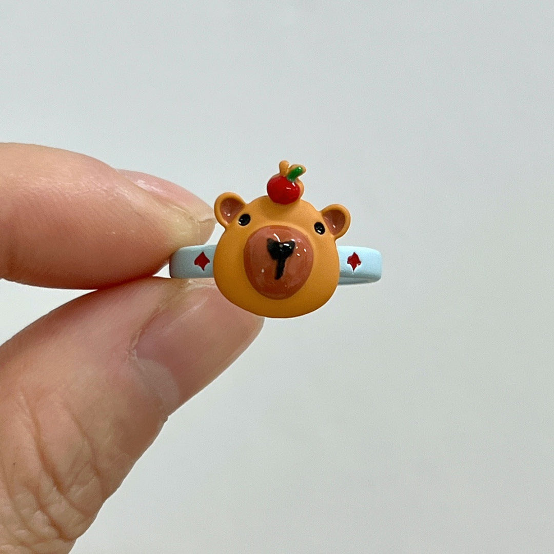 Wholesale  Fun Ugly Cute Marmot Ring Funny Personality Adjustable Diet Finger Ring