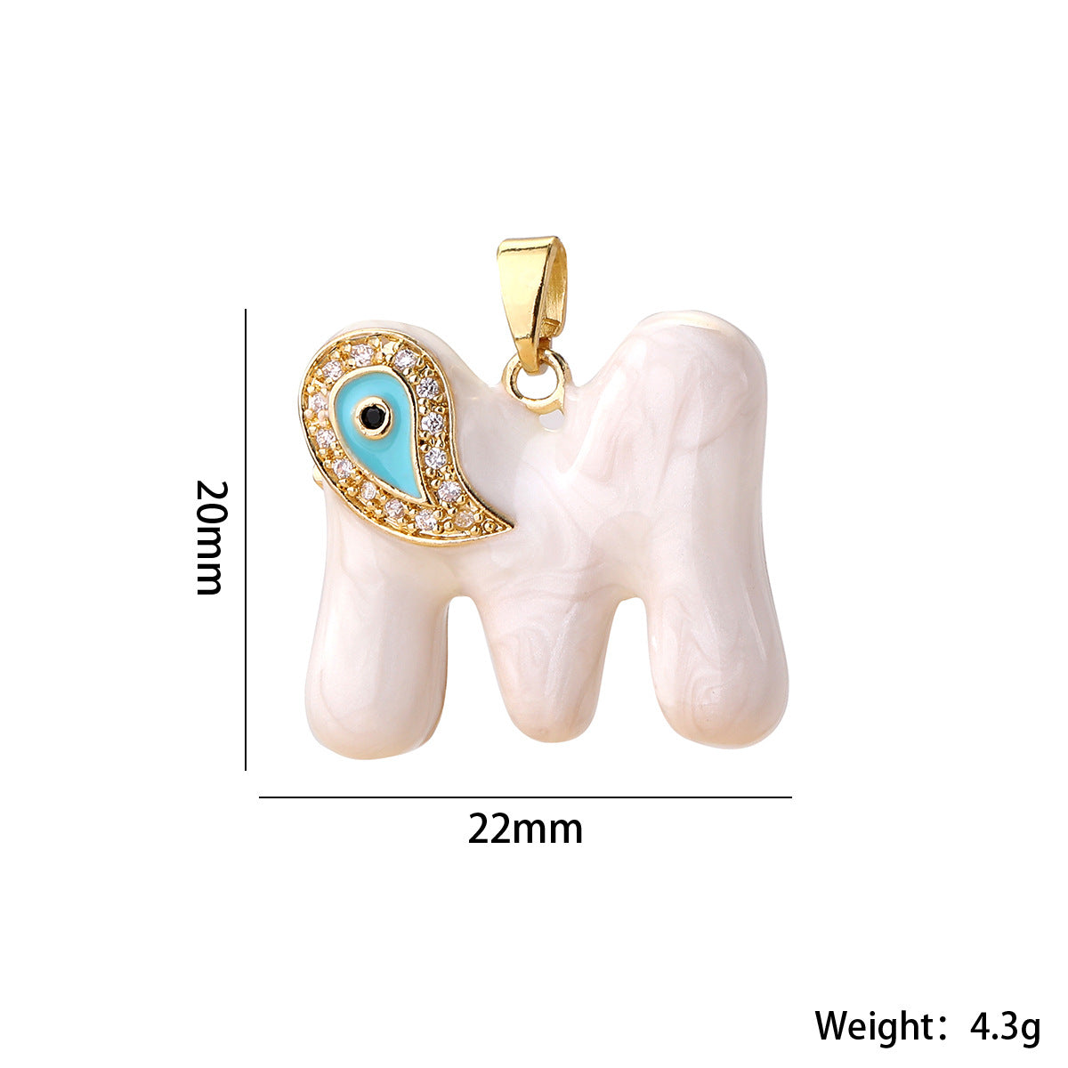 Wholesale Evil Eye Letter Pendant 16K Gold Plated Copper With Zircon Fashion Decorative Accessory DIY Jewelry Charm Boutique Gift Resale