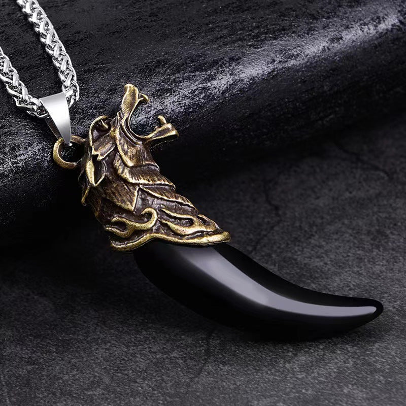Wholesale wolf tooth pendant  necklace