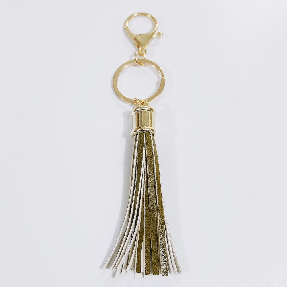 Wholesale Leopard Color Leather Tassel Keychain