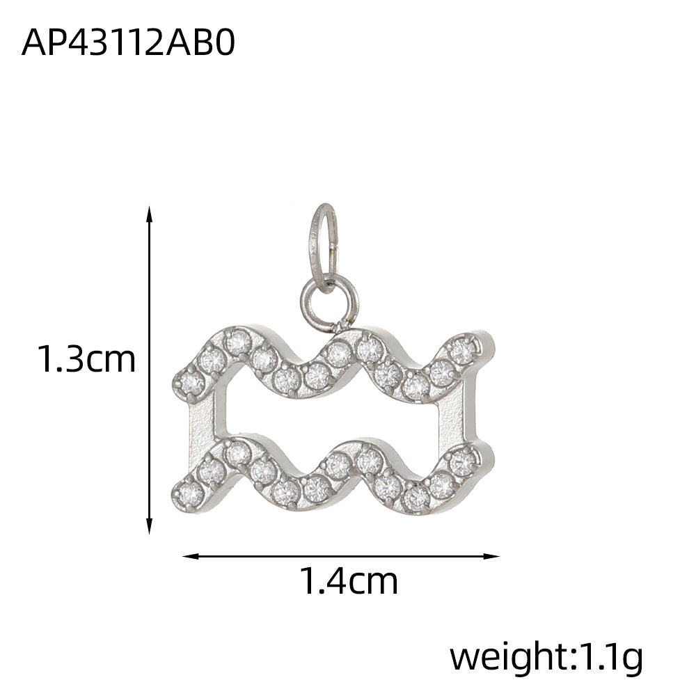 Wholesale Twelve Zodiac DIY stainless steel micro-inlaid diamond pendant