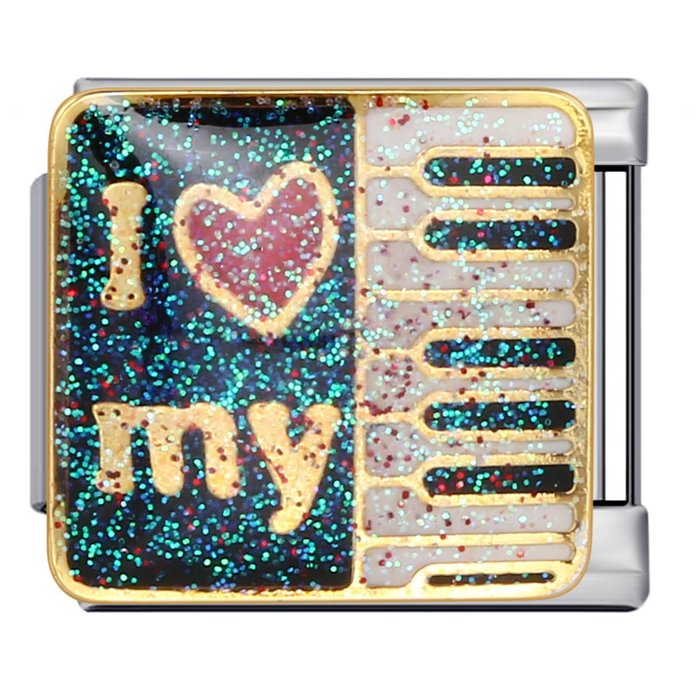 Wholesale Stainless Steel Italian Module Bracelet Titanium Steel Welding Pattern DIY  Charms